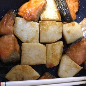 簡単♪(^^)サケと長芋のバター醤油炒め♪